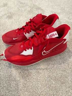 Nike Kyrie 5 Red and White Low-Top Basketball Shoes